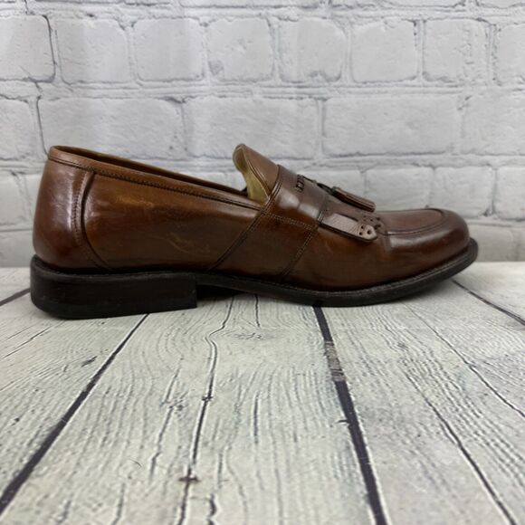 Johnston Murphy Passport Loafers Brown Leather Kiltie Tassel‎ Shoes Sz 10W Italy - Picture 6 of 13